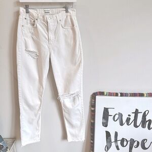 🌻Reformation Jeans Julia cigarette high ivory distressed jeans size 28